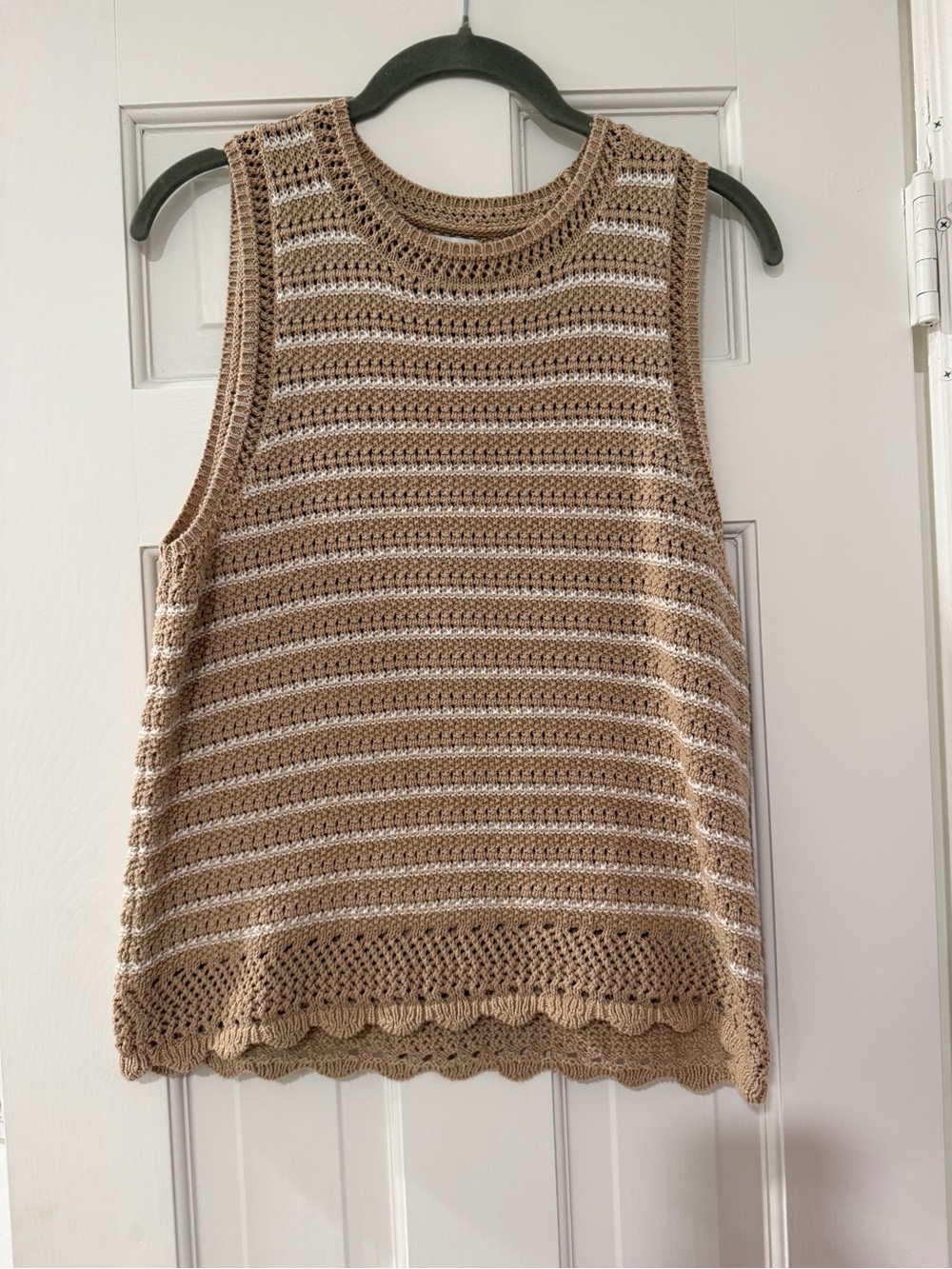 J. Crew Beige and White Crochet Tank Top